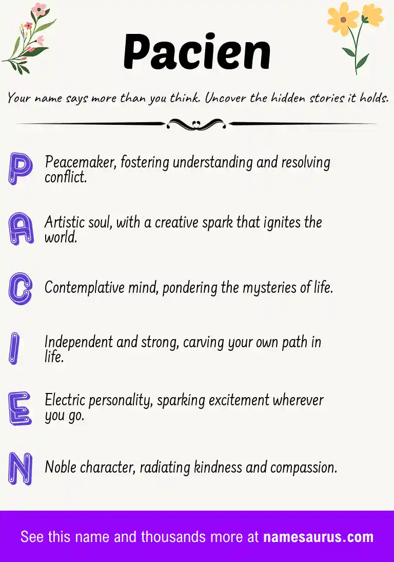 Acrostic poem about Pacien.