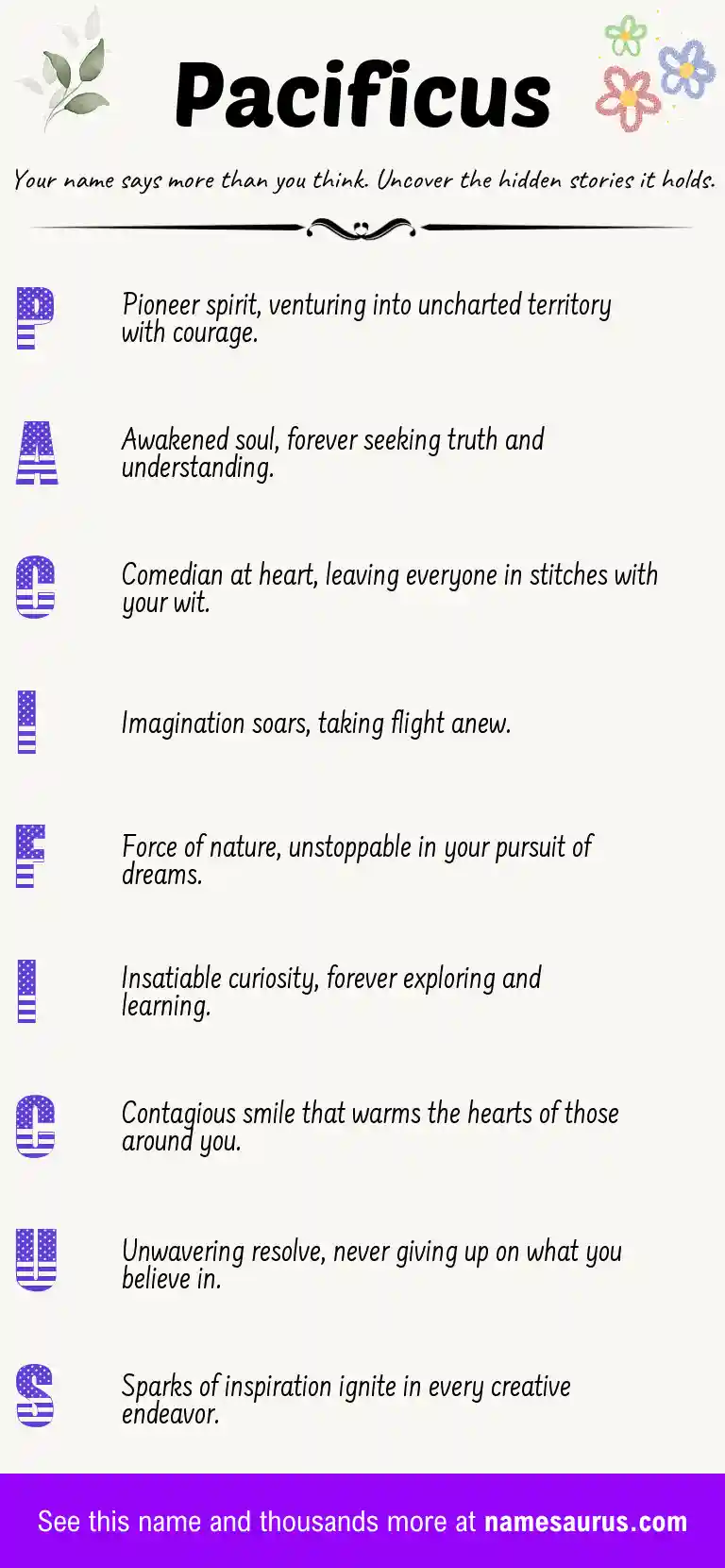Acrostic poem about Pacificus.