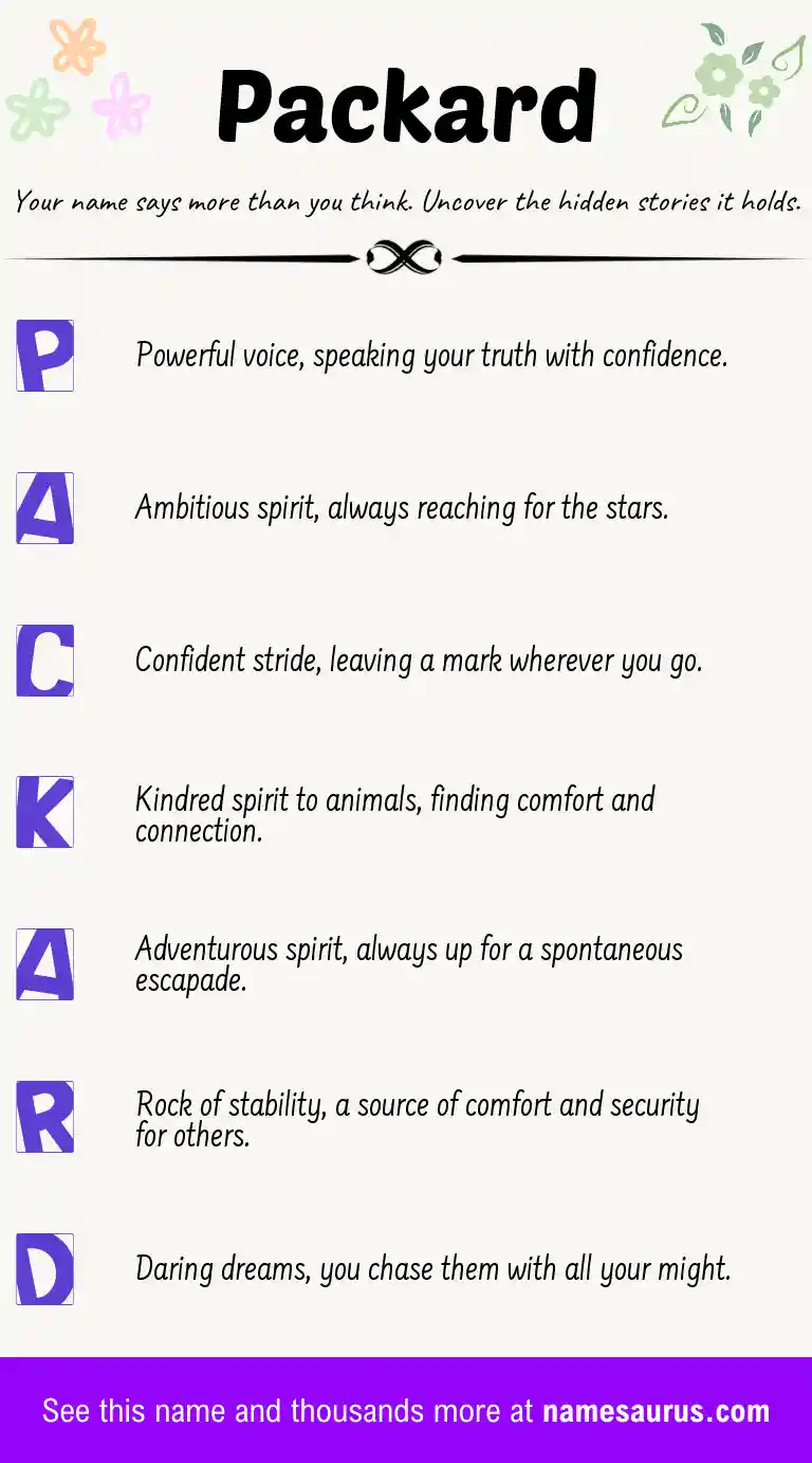 Acrostic poem about Packard.