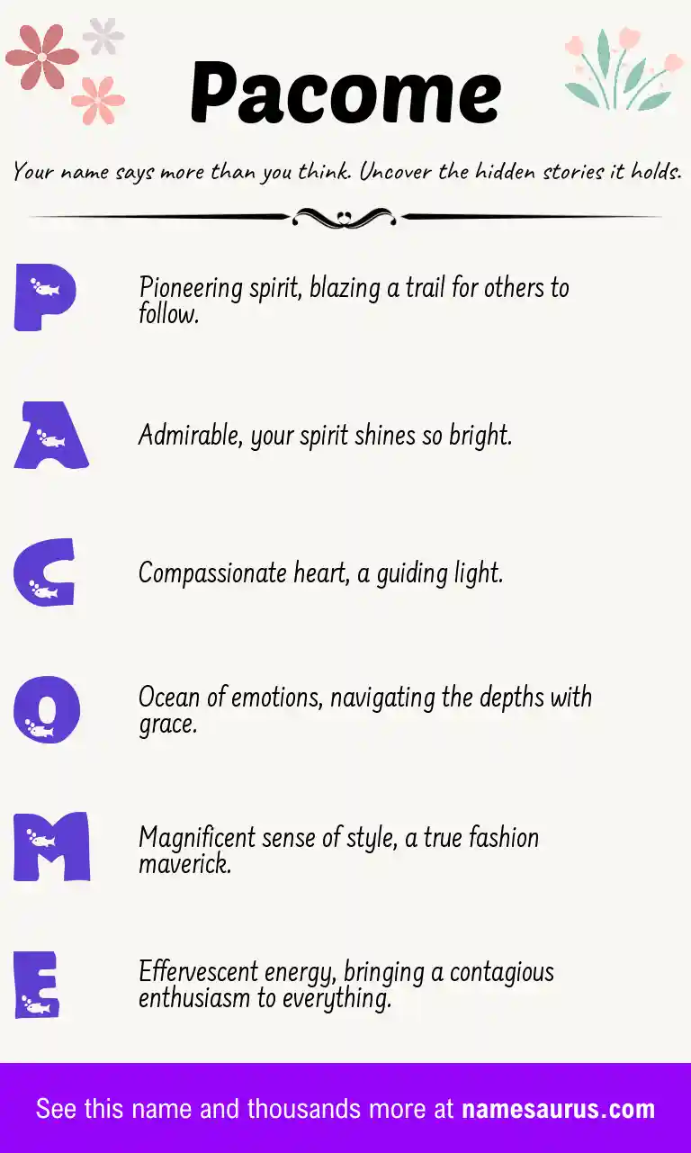 Acrostic poem about Pacome.