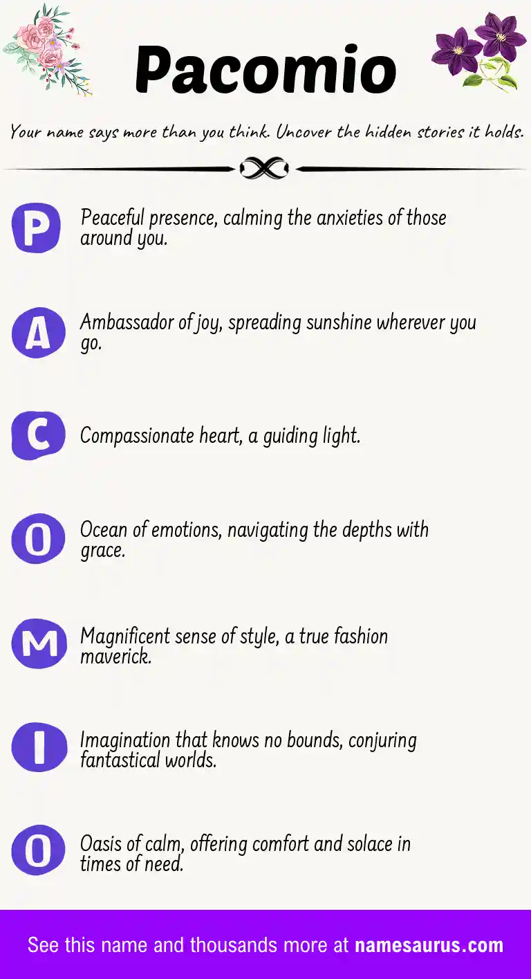 Acrostic poem about Pacomio.
