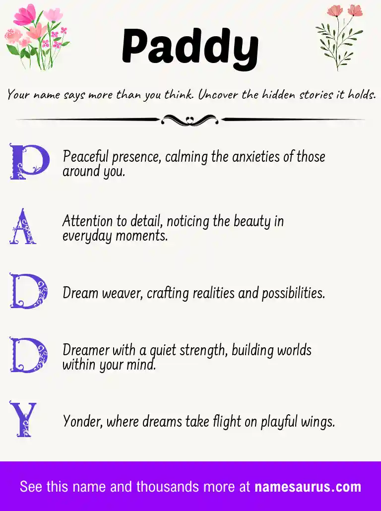 Acrostic poem about Paddy.