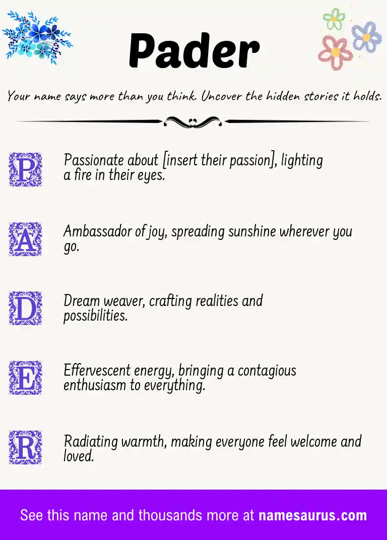 Acrostic poem about Pader.