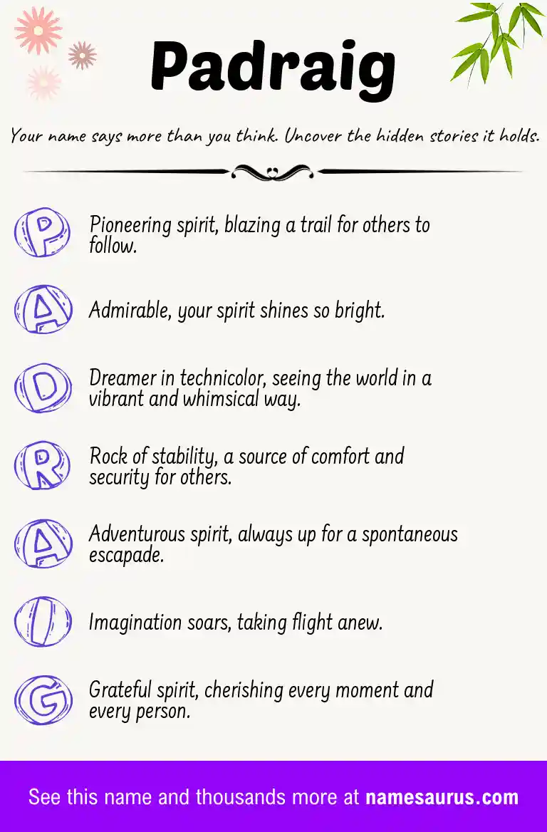 Acrostic poem about Padraig.