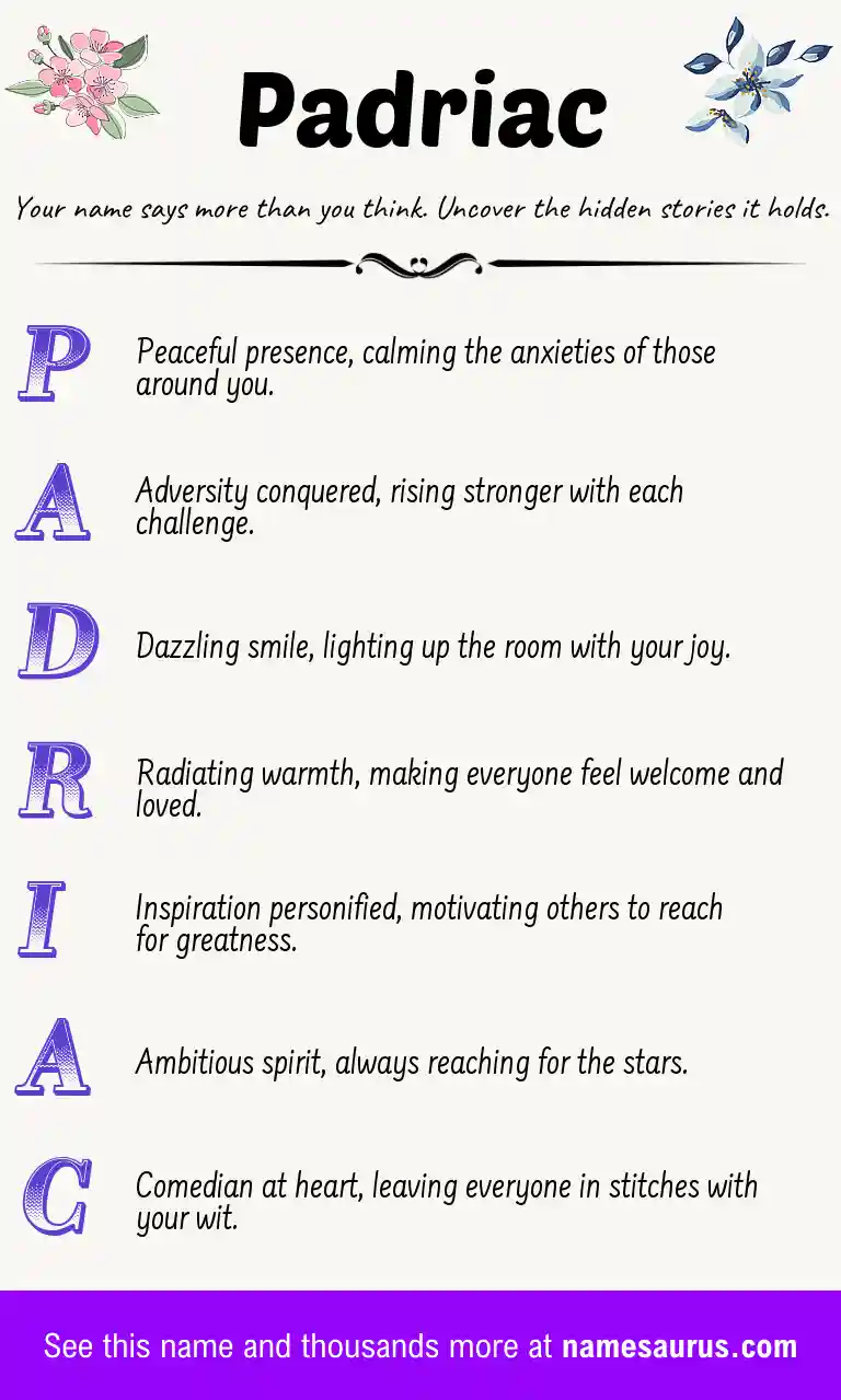 Acrostic poem about Padriac.
