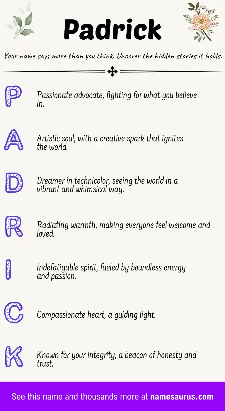 Acrostic poem about Padrick.