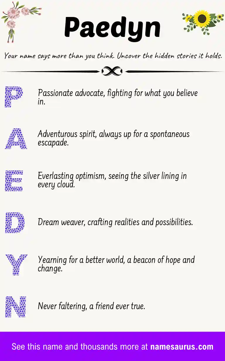 Acrostic poem about Paedyn.