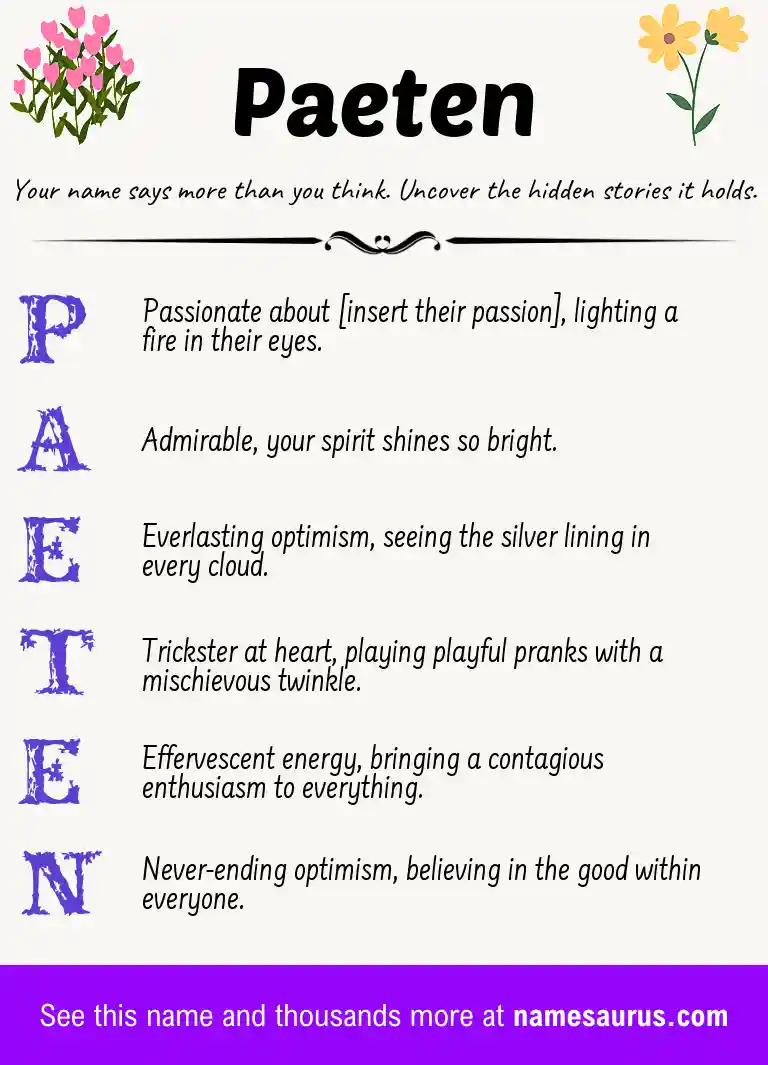 Acrostic poem about Paeten.