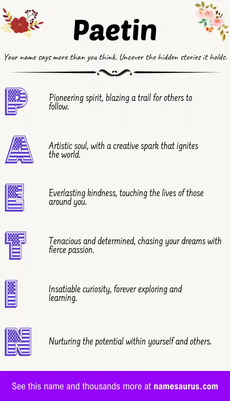 Acrostic poem about Paetin.