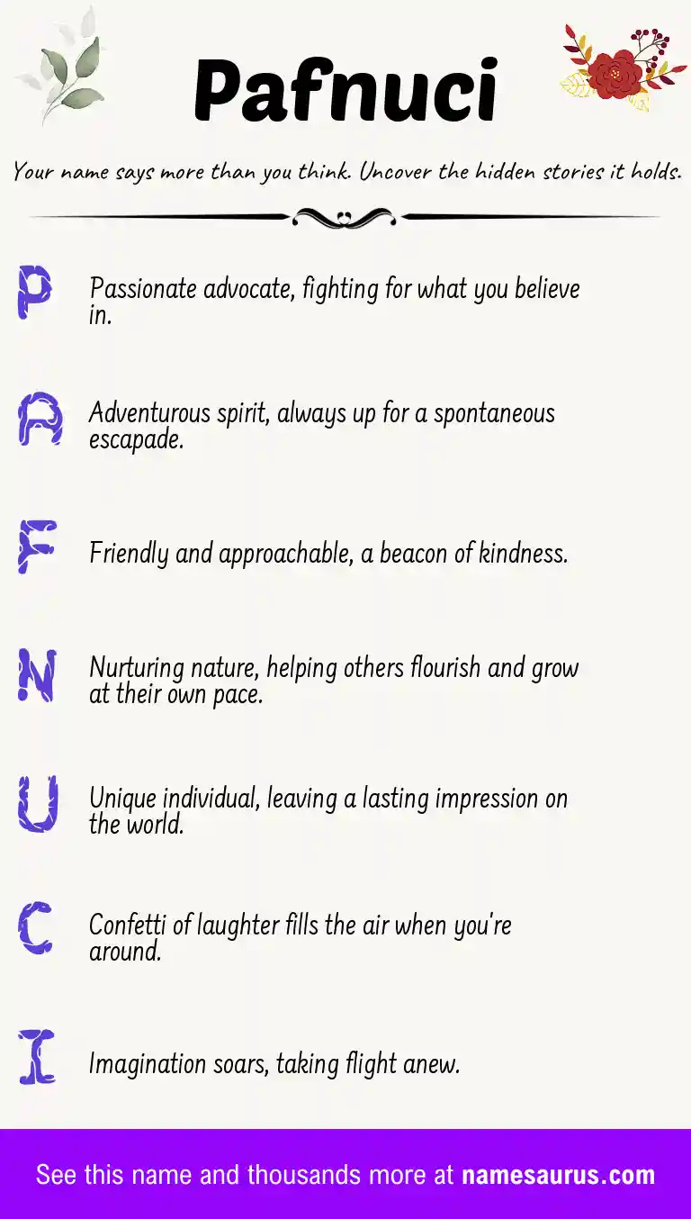 Acrostic poem about Pafnuci.