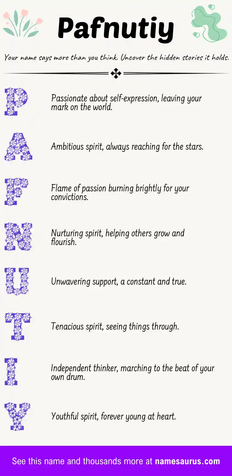 Acrostic poem about Pafnutiy.
