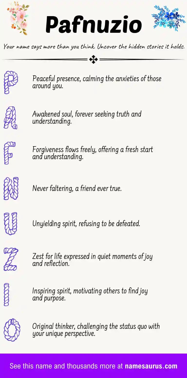 Acrostic poem about Pafnuzio.