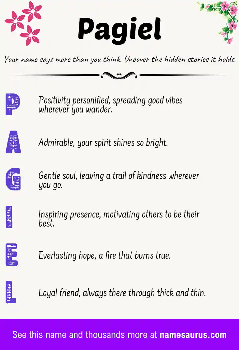 Acrostic poem about Pagiel.