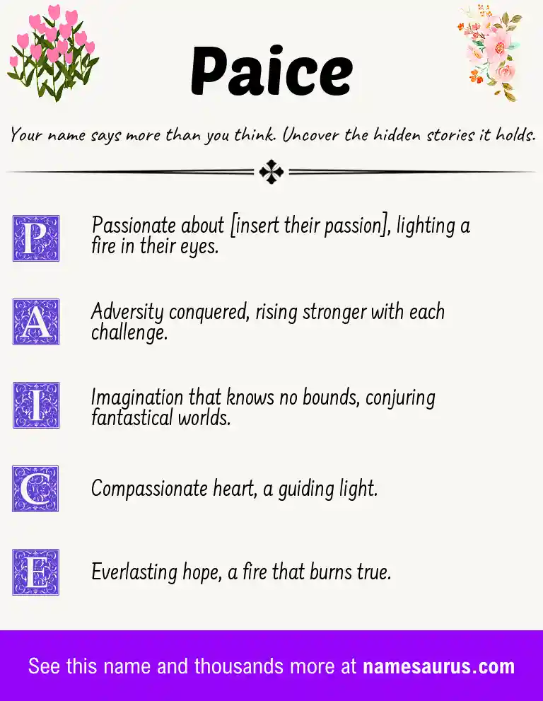 Acrostic poem about Paice.