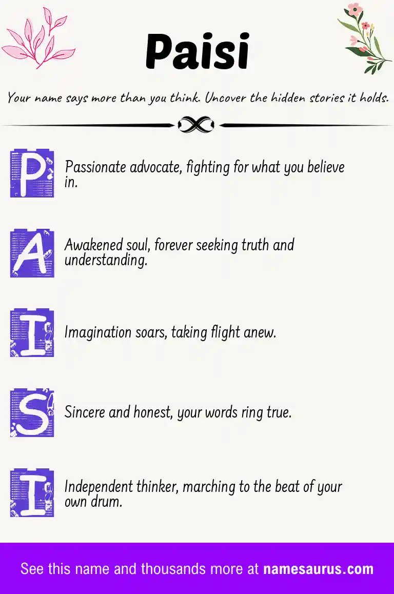 Acrostic poem about Paisi.