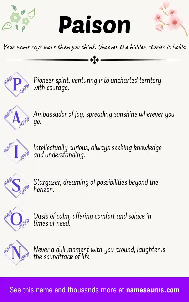 Acrostic poem about Paison.
