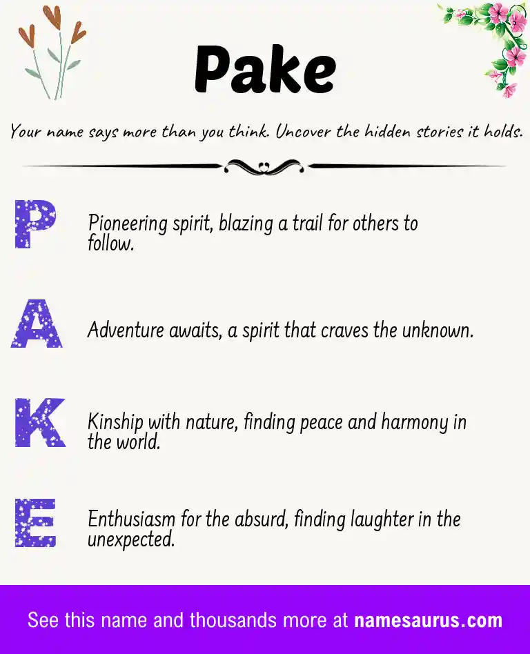 Acrostic poem about Pake.