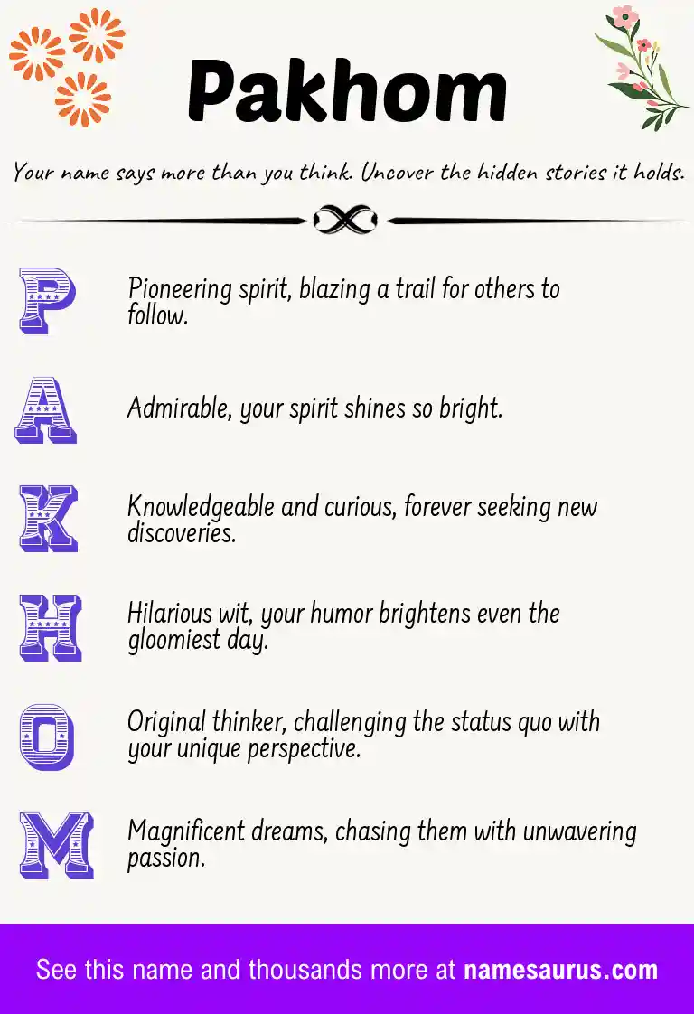 Acrostic poem about Pakhom.
