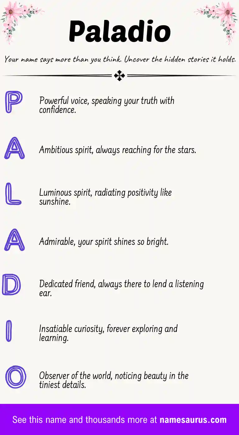 Acrostic poem about Paladio.
