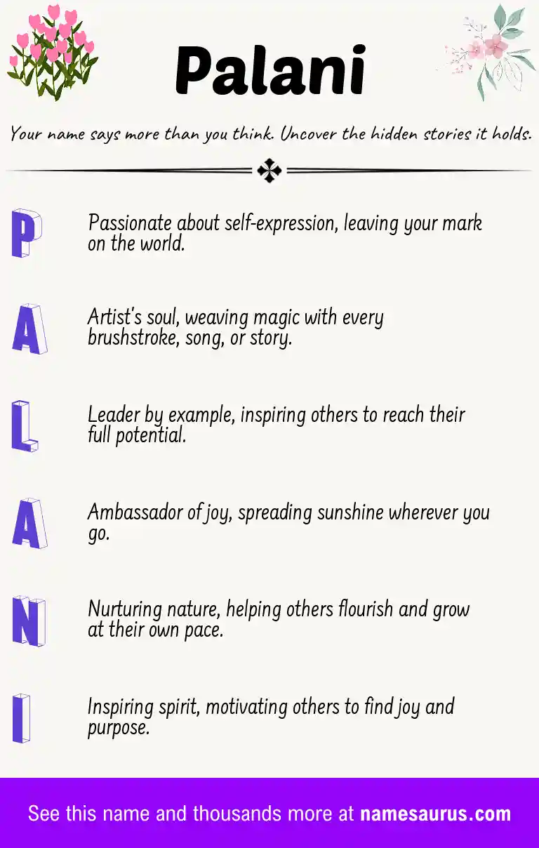 Acrostic poem about Palani.