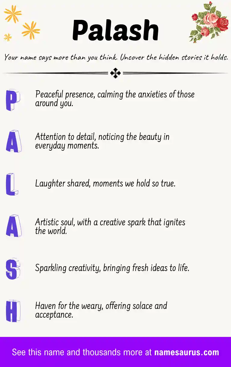 Acrostic poem about Palash.