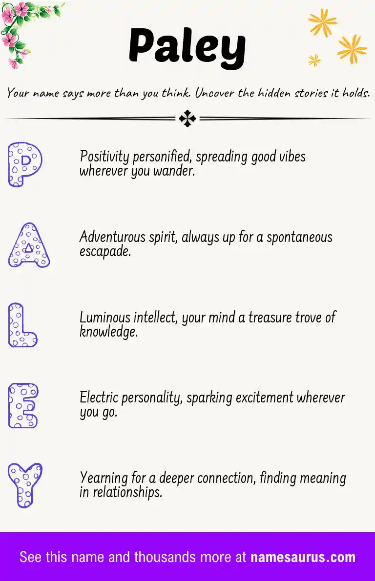 Acrostic poem about Paley.