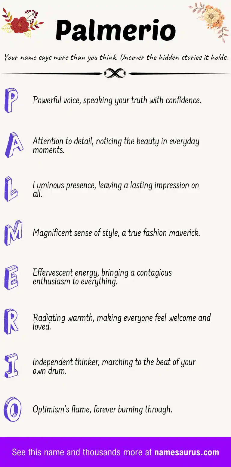 Acrostic poem about Palmerio.