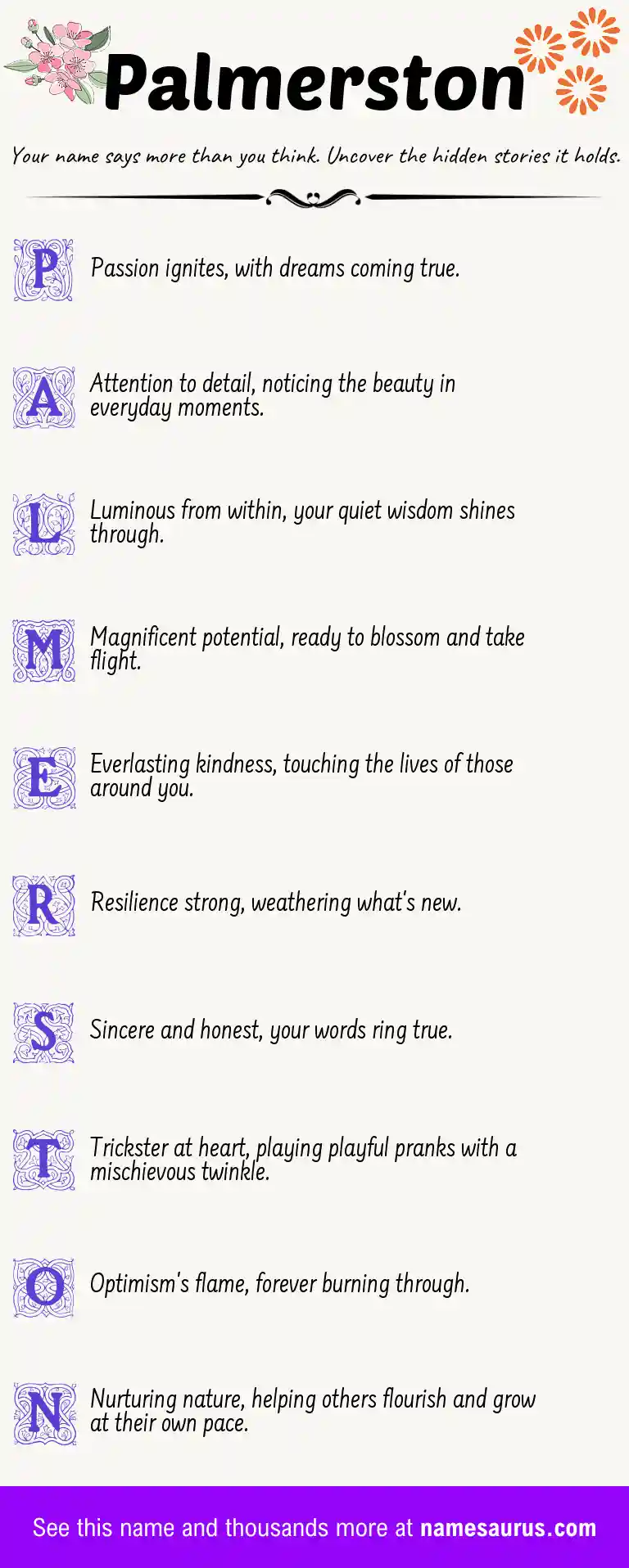 Acrostic poem about Palmerston.