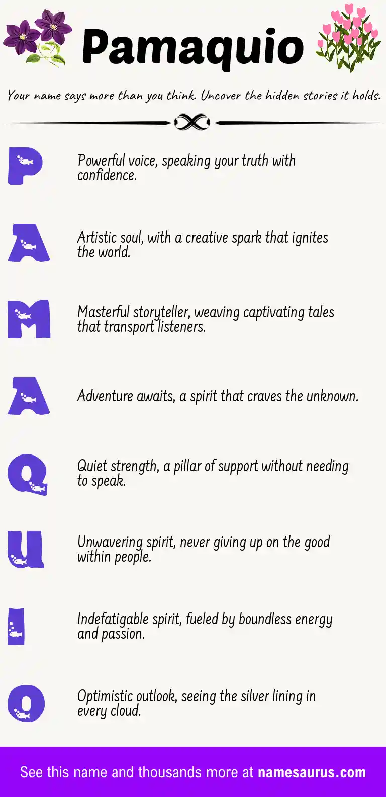 Acrostic poem about Pamaquio.