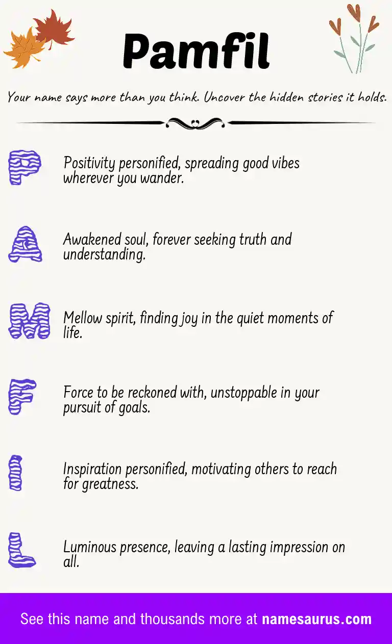 Acrostic poem about Pamfil.