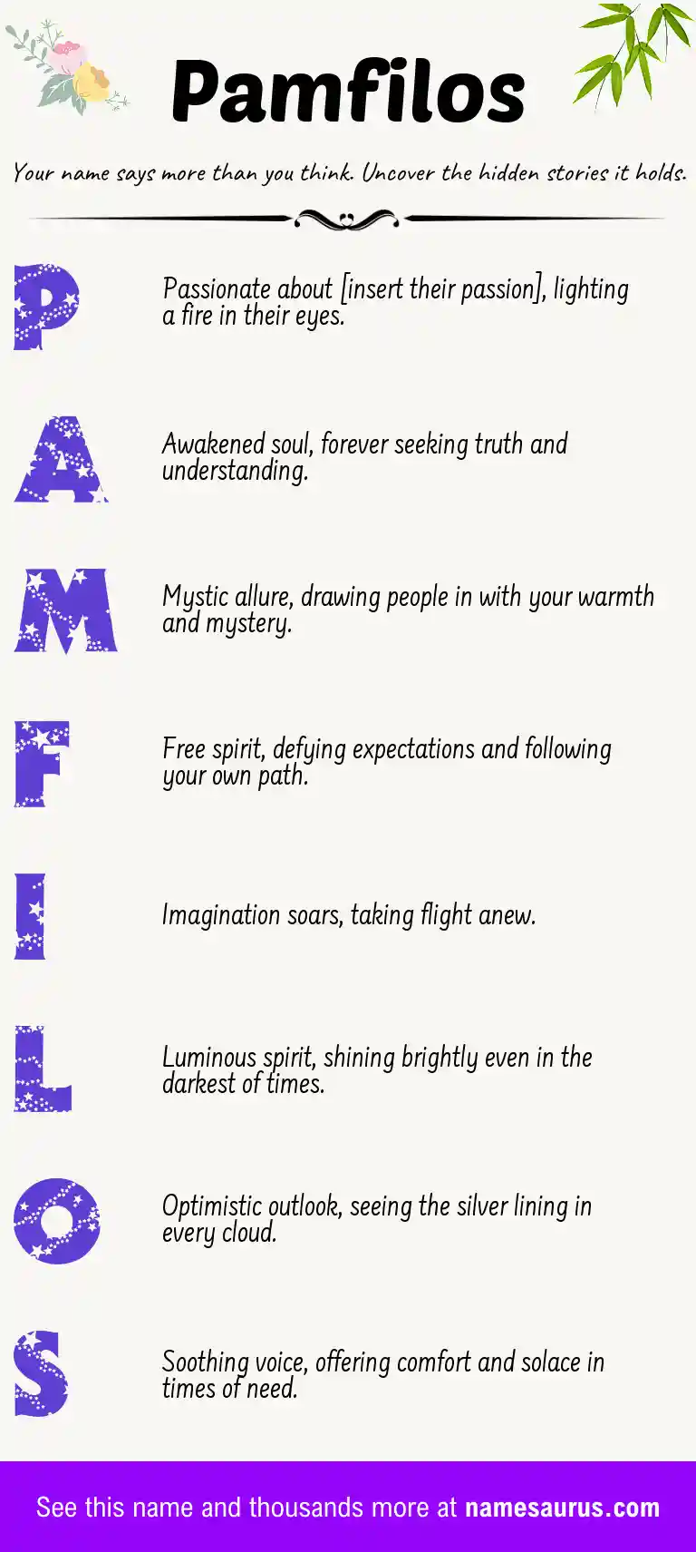 Acrostic poem about Pamfilos.