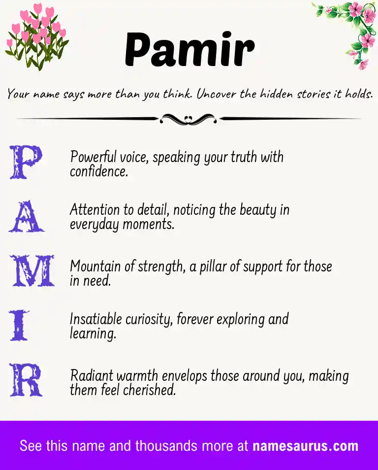 Acrostic poem about Pamir.