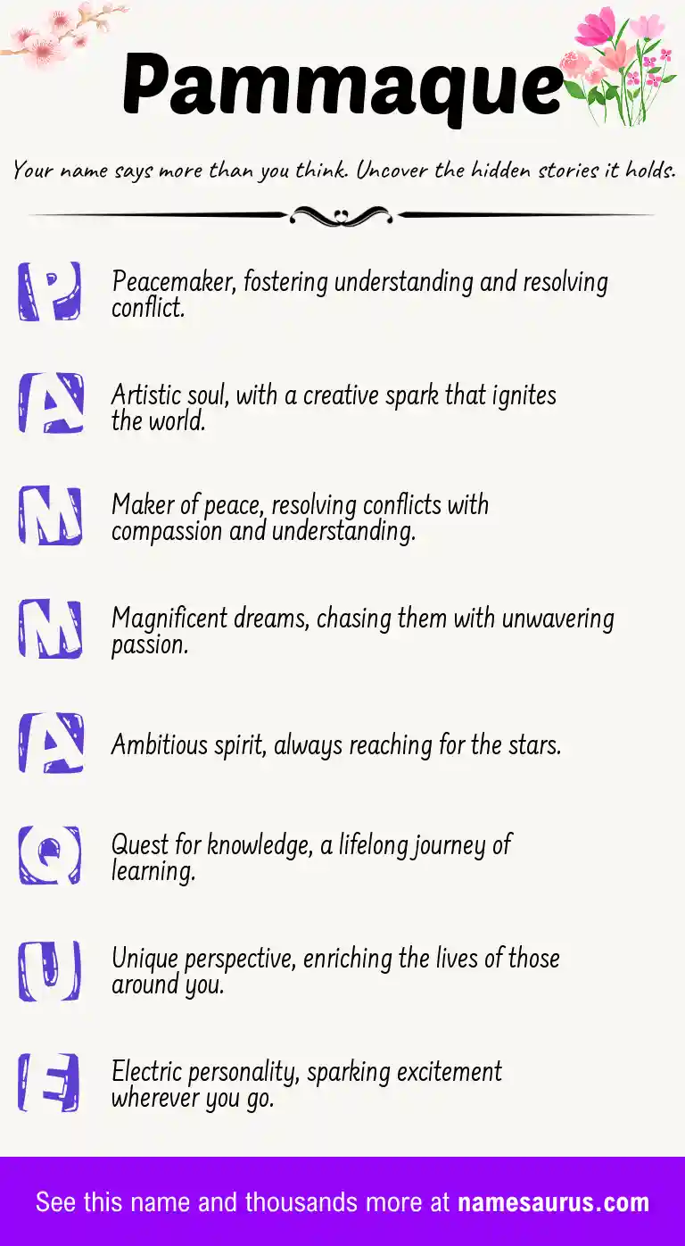 Acrostic poem about Pammaque.