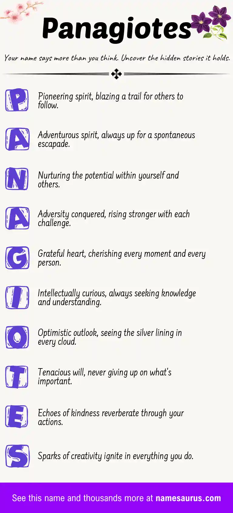 Acrostic poem about Panagiotes.