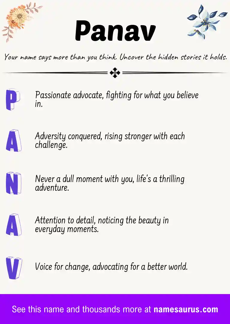 Acrostic poem about Panav.