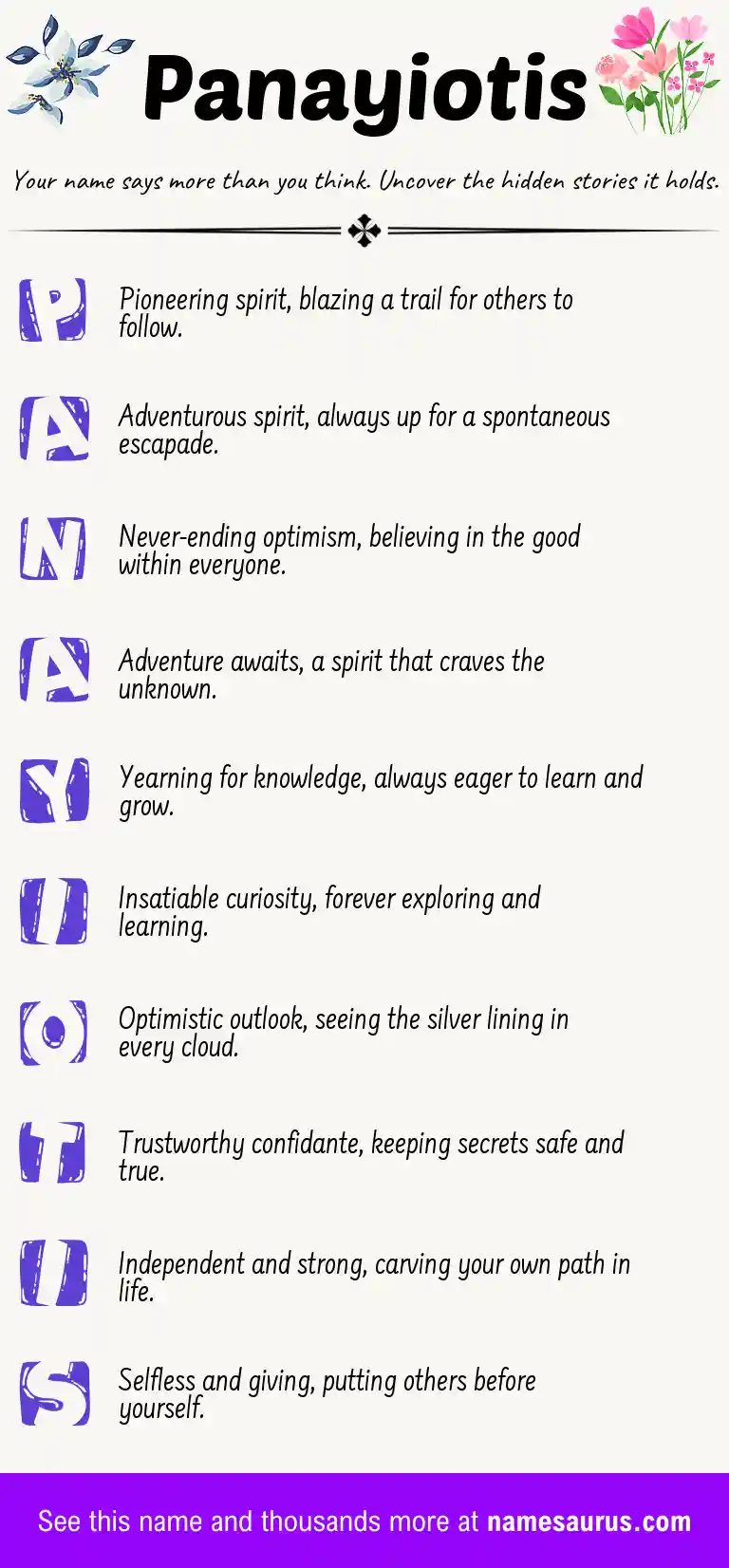Acrostic poem about Panayiotis.