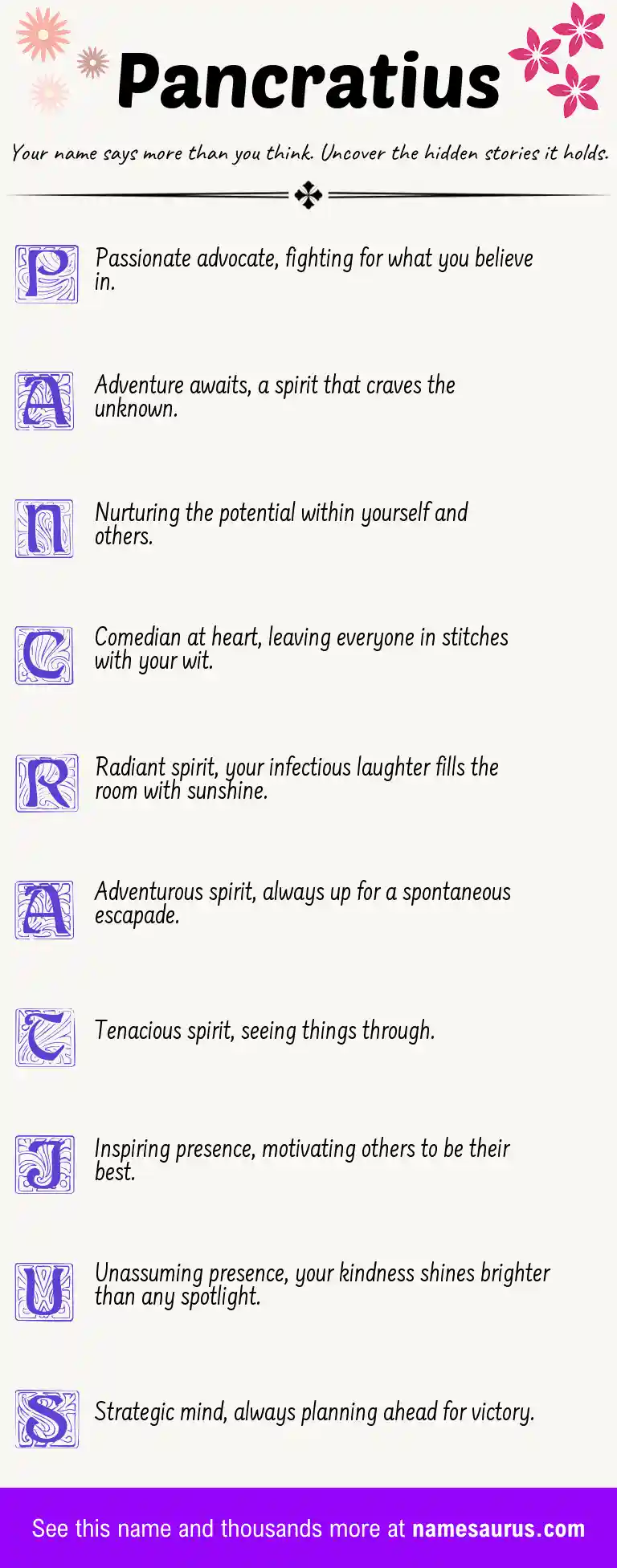 Acrostic poem about Pancratius.