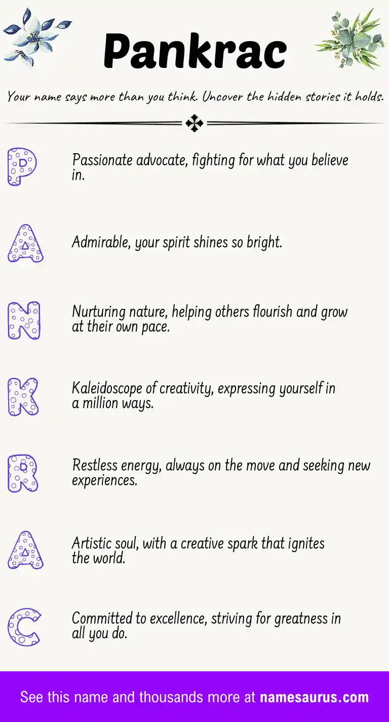 Acrostic poem about Pankrac.