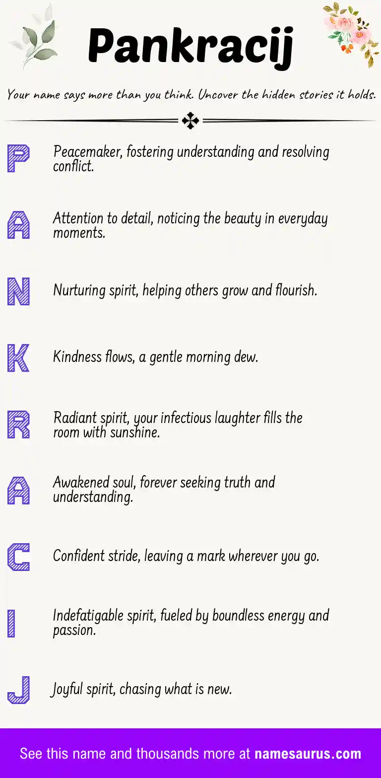 Acrostic poem about Pankracij.