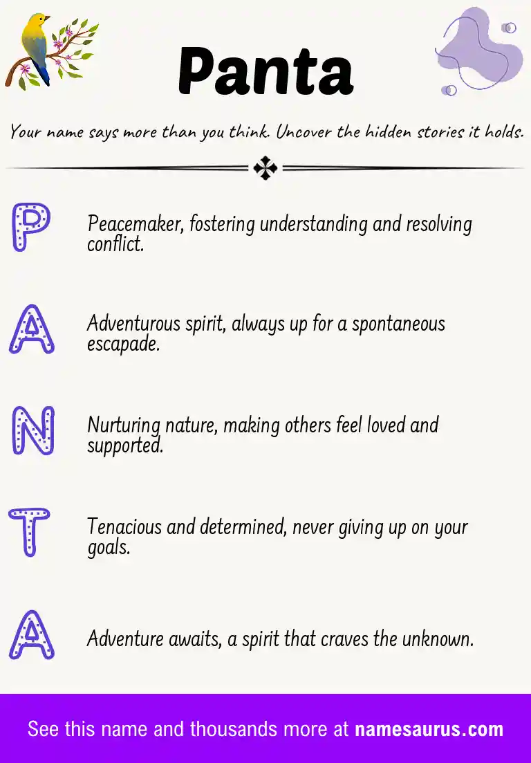 Acrostic poem about Panta.