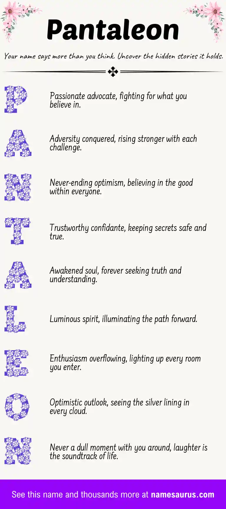 Acrostic poem about Pantaleon.