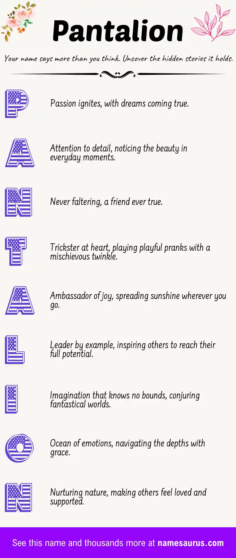 Acrostic poem about Pantalion.