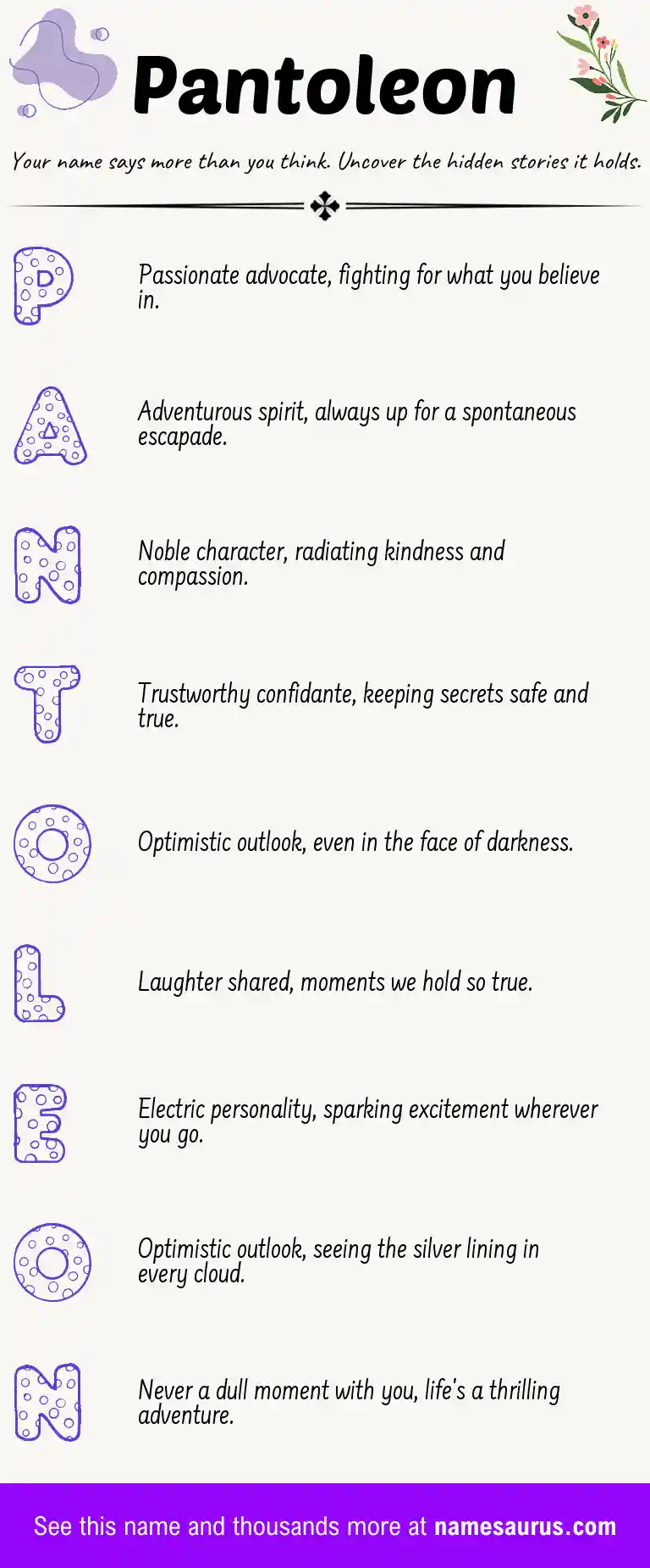 Acrostic poem about Pantoleon.