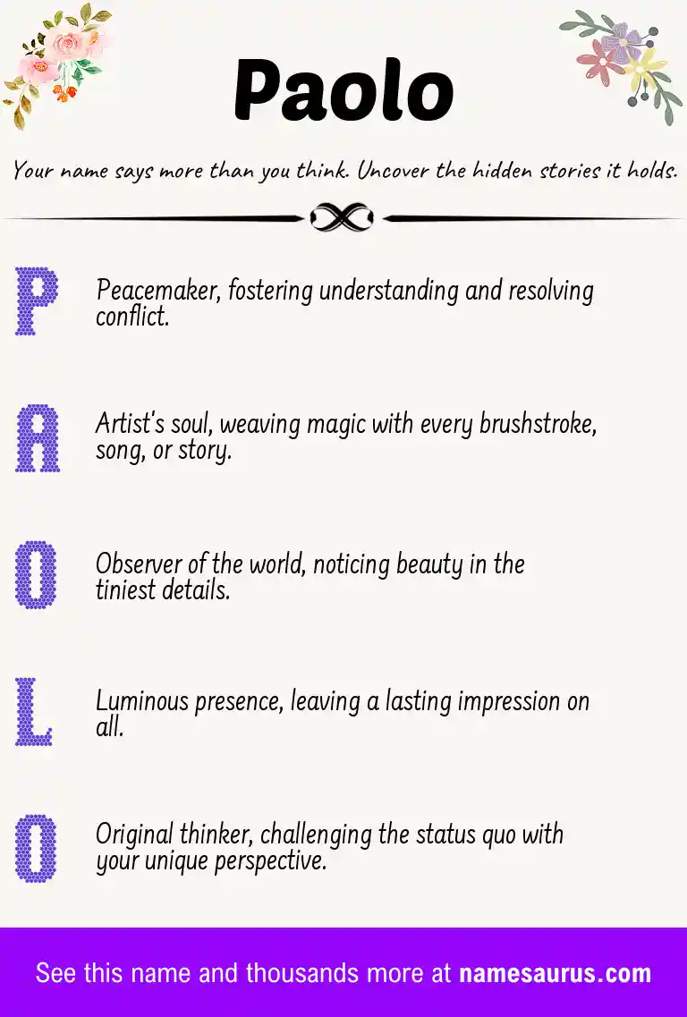 Acrostic poem about Paolo.