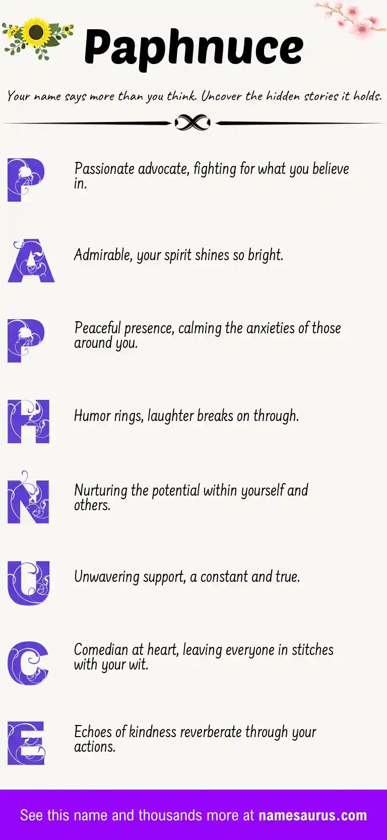 Acrostic poem about Paphnuce.