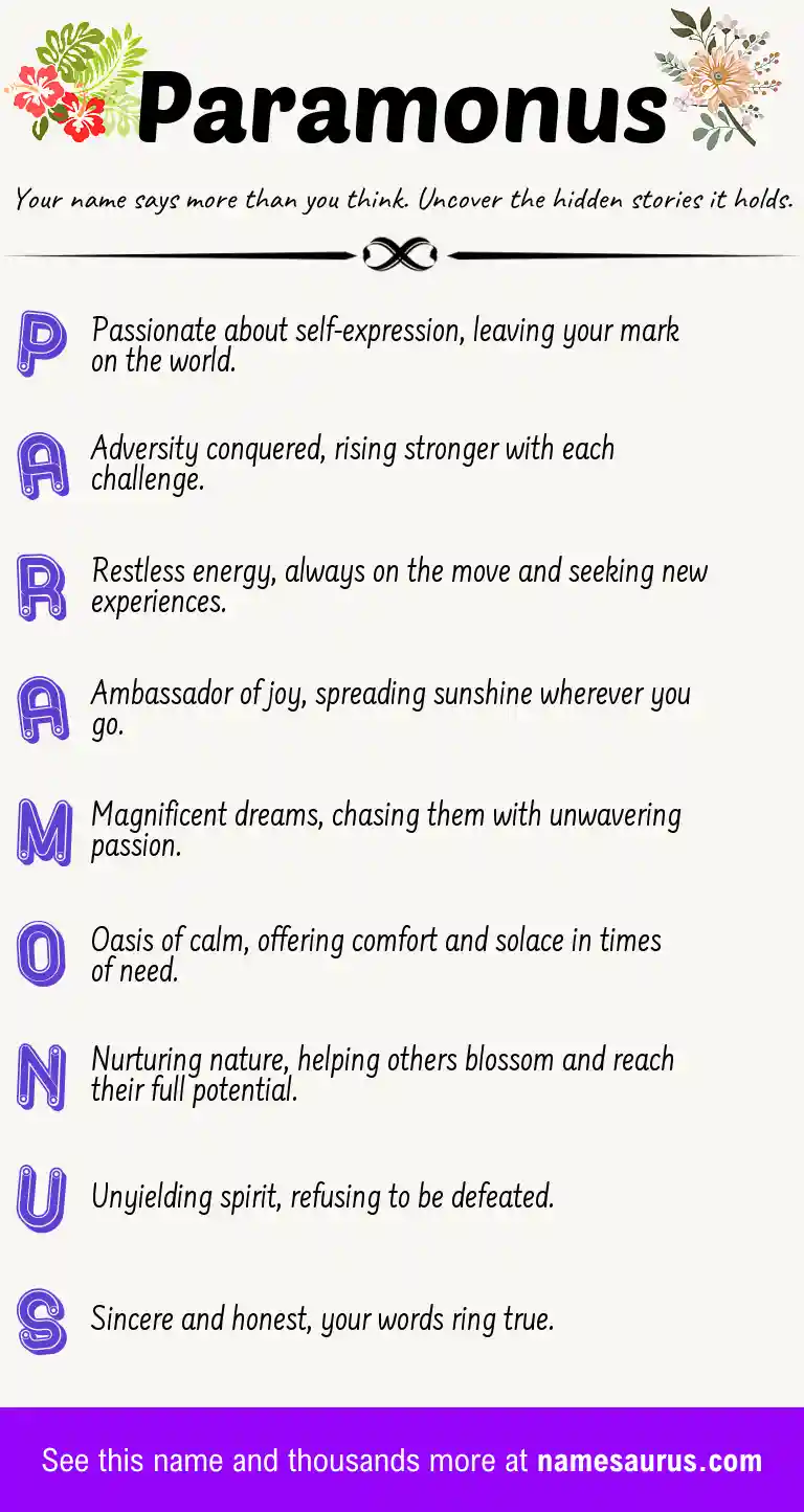 Acrostic poem about Paramonus.
