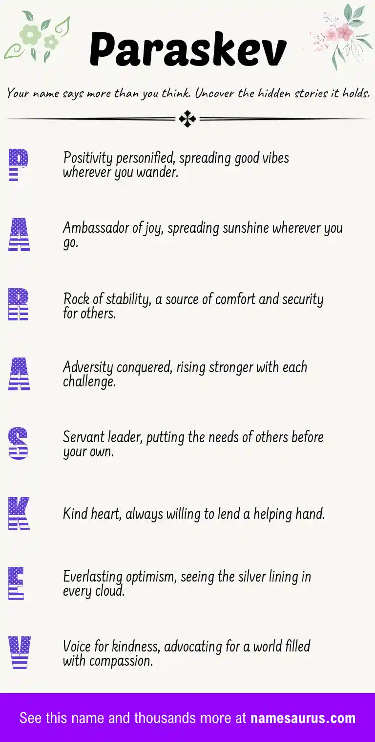 Acrostic poem about Paraskev.