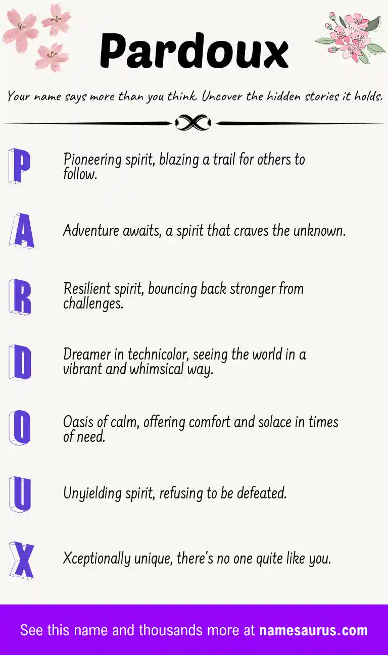 Acrostic poem about Pardoux.
