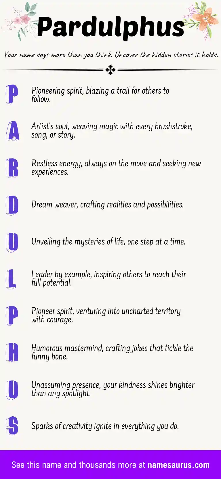 Acrostic poem about Pardulphus.