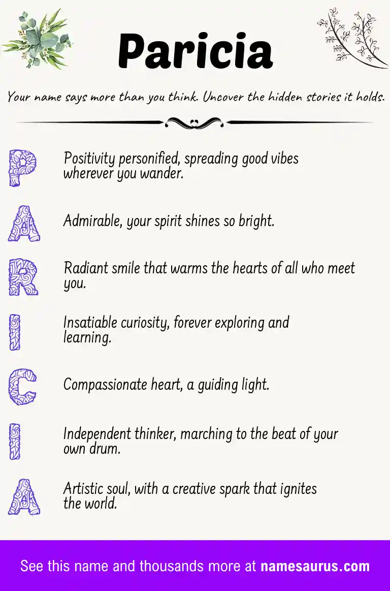 Acrostic poem about Paricia.